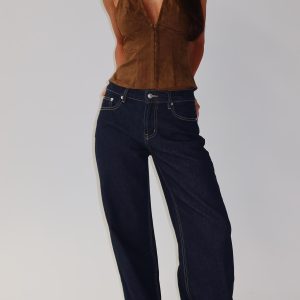 Favourite Reference Mid Rise Straight Leg Jeans Dark Indigo