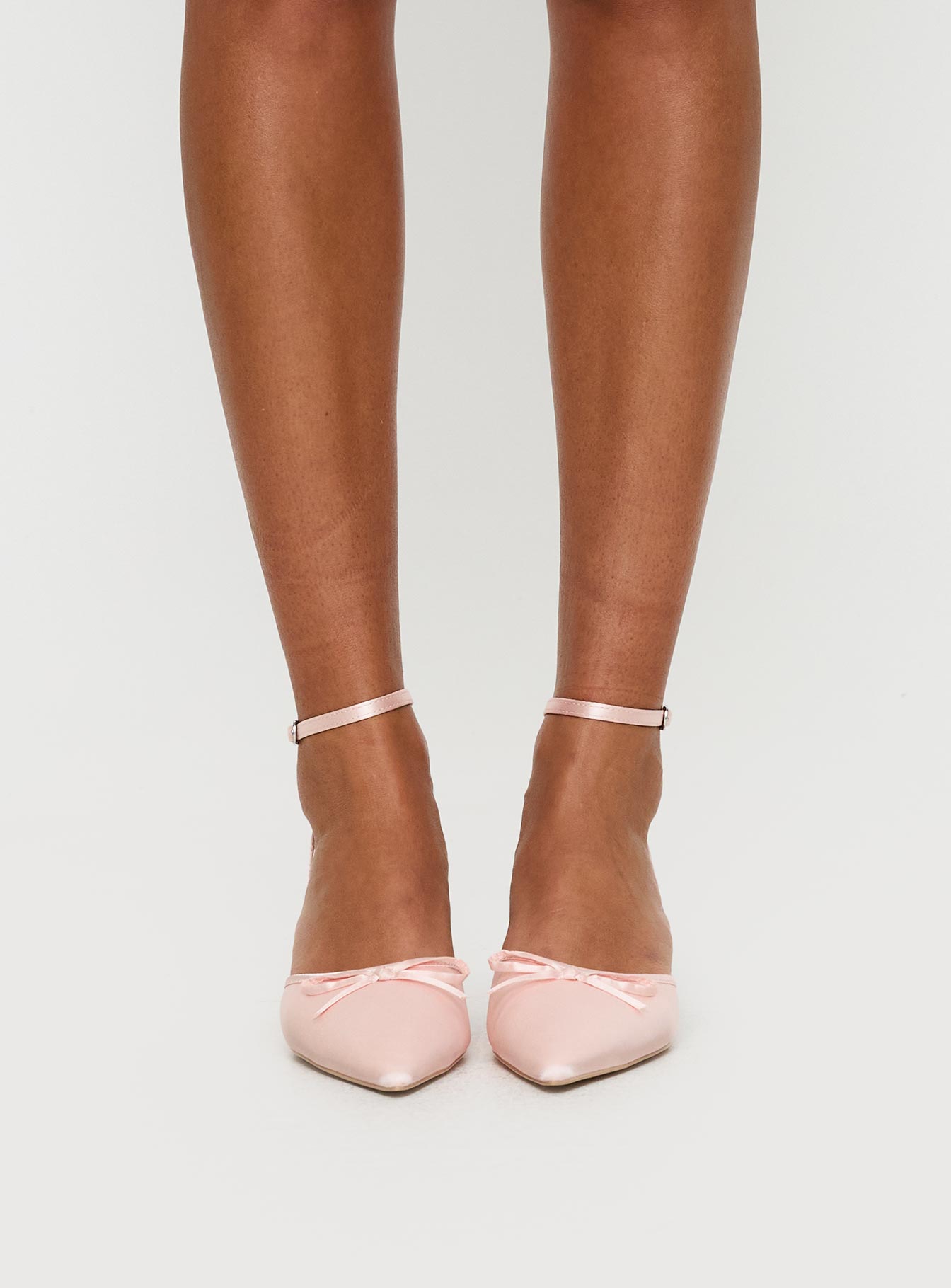 Clio Satin Pointed Toe Heels Baby Pink - Image 2