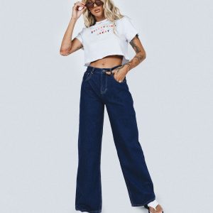 Motel Extra Wide Jeans Indigo Blue