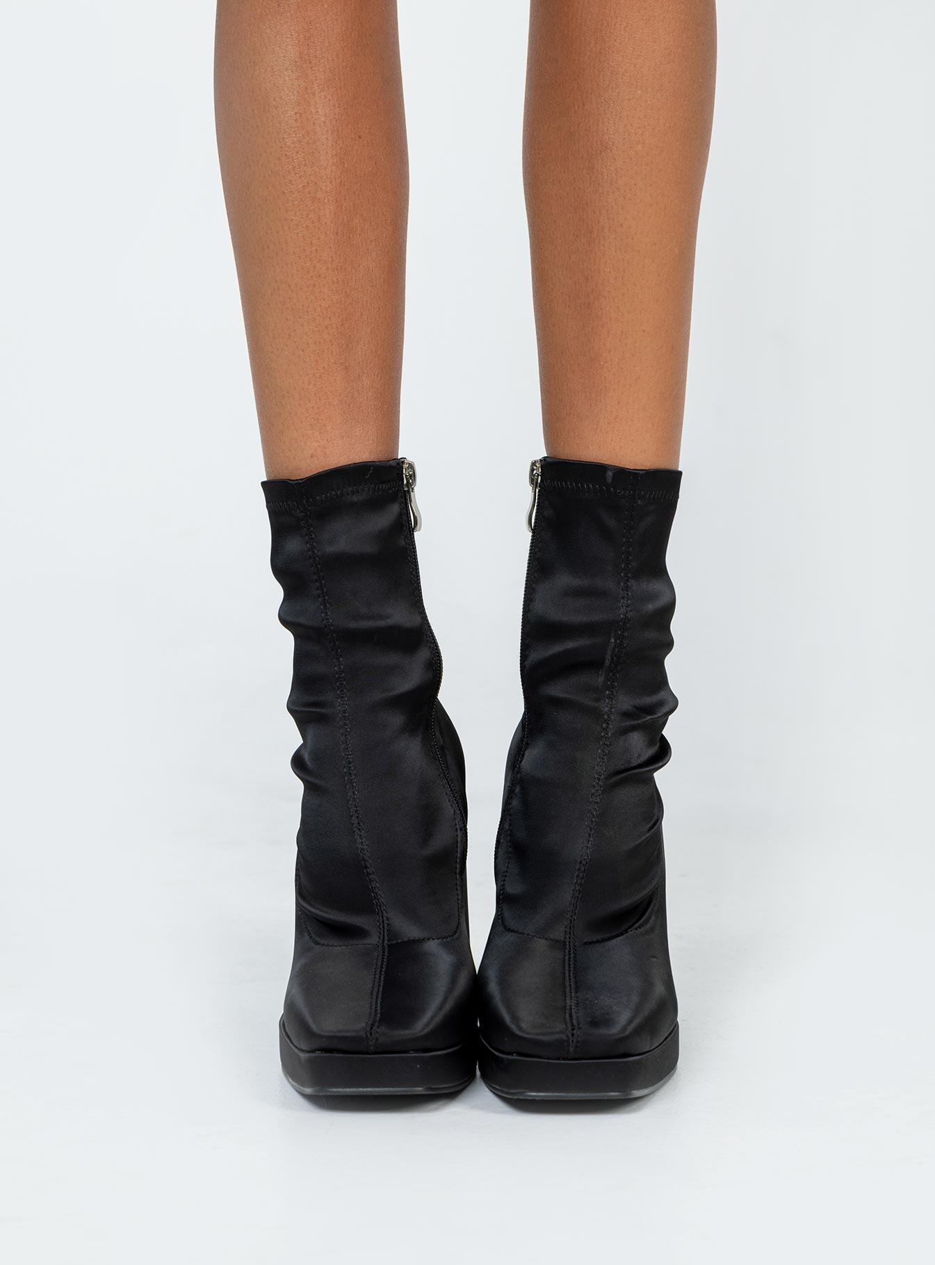 Highway Satin Ankle Boots Black - Image 2