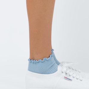 Ribbed Ruffle Socks Baby Blue