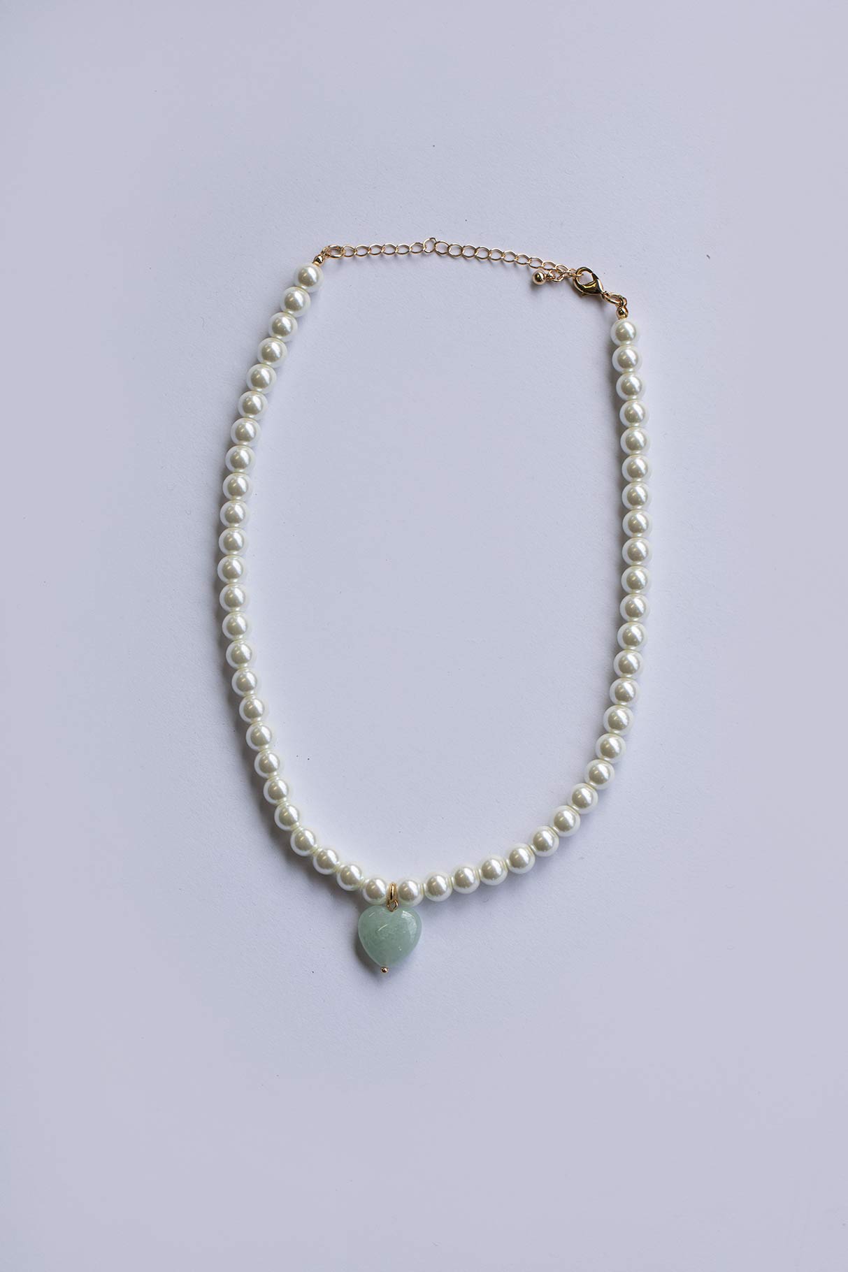Telka Pearl Heart Necklace White / Green - Image 2