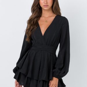 String Of Stars Romper Black