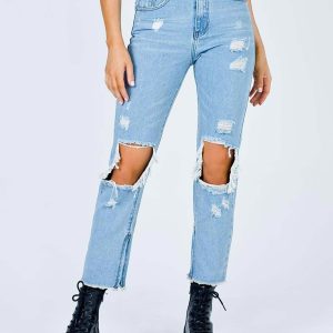 Erissa Knee Rip Jeans Light Wash Denim