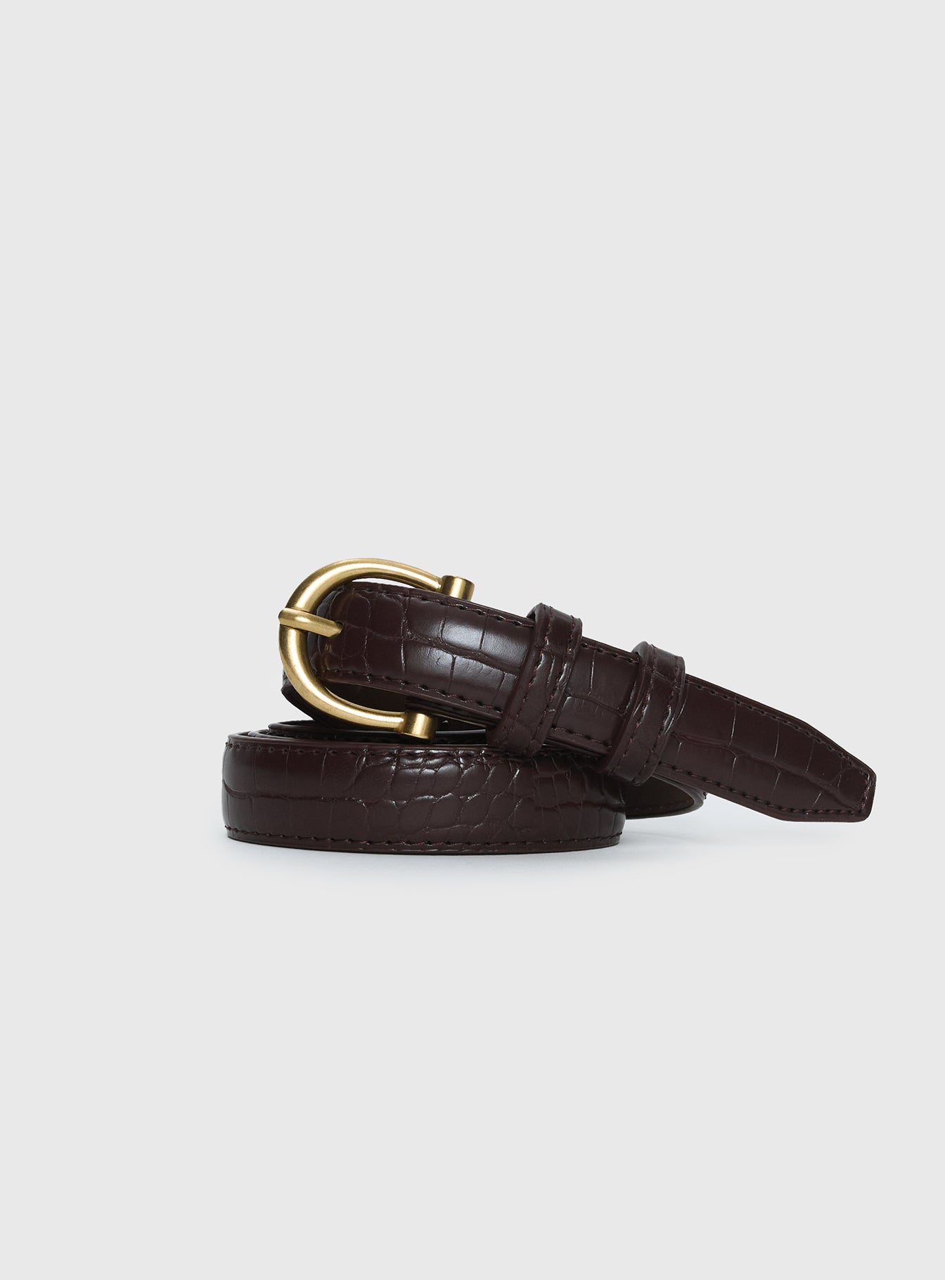 Top Tier Textured Belt Chocolate / Gold - Image 2
