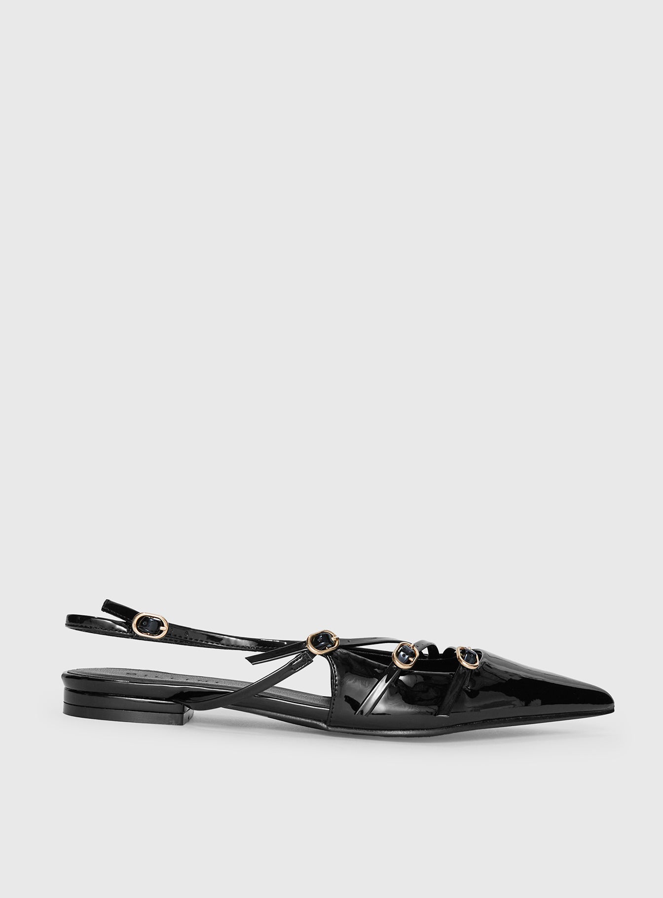 Billini Hettie Pointed Toe Flats Black Patent - Image 2