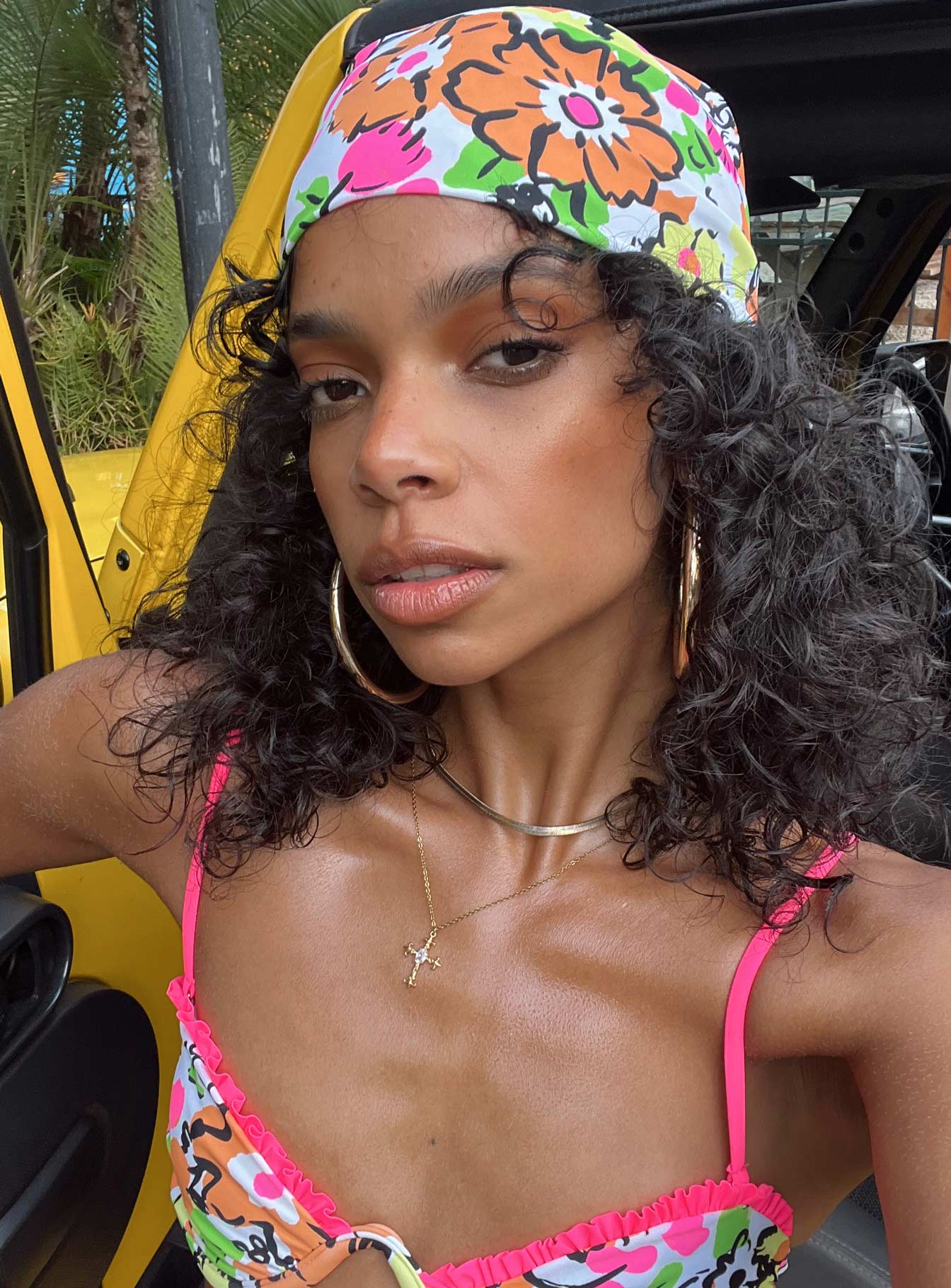 Avani Hair Scarf Orange Multi Floral