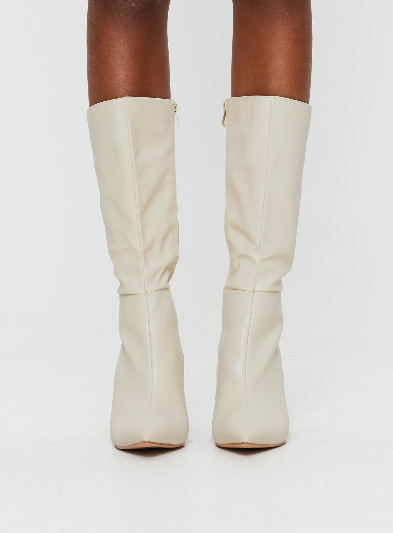 Elodiee Knee High Boots Cream - Image 2