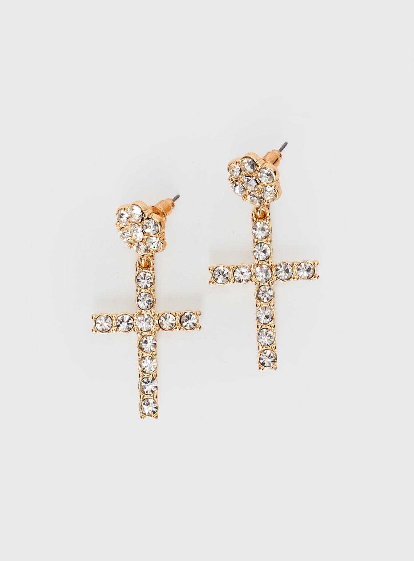 Jadu Cross Earrings Gold - Image 2