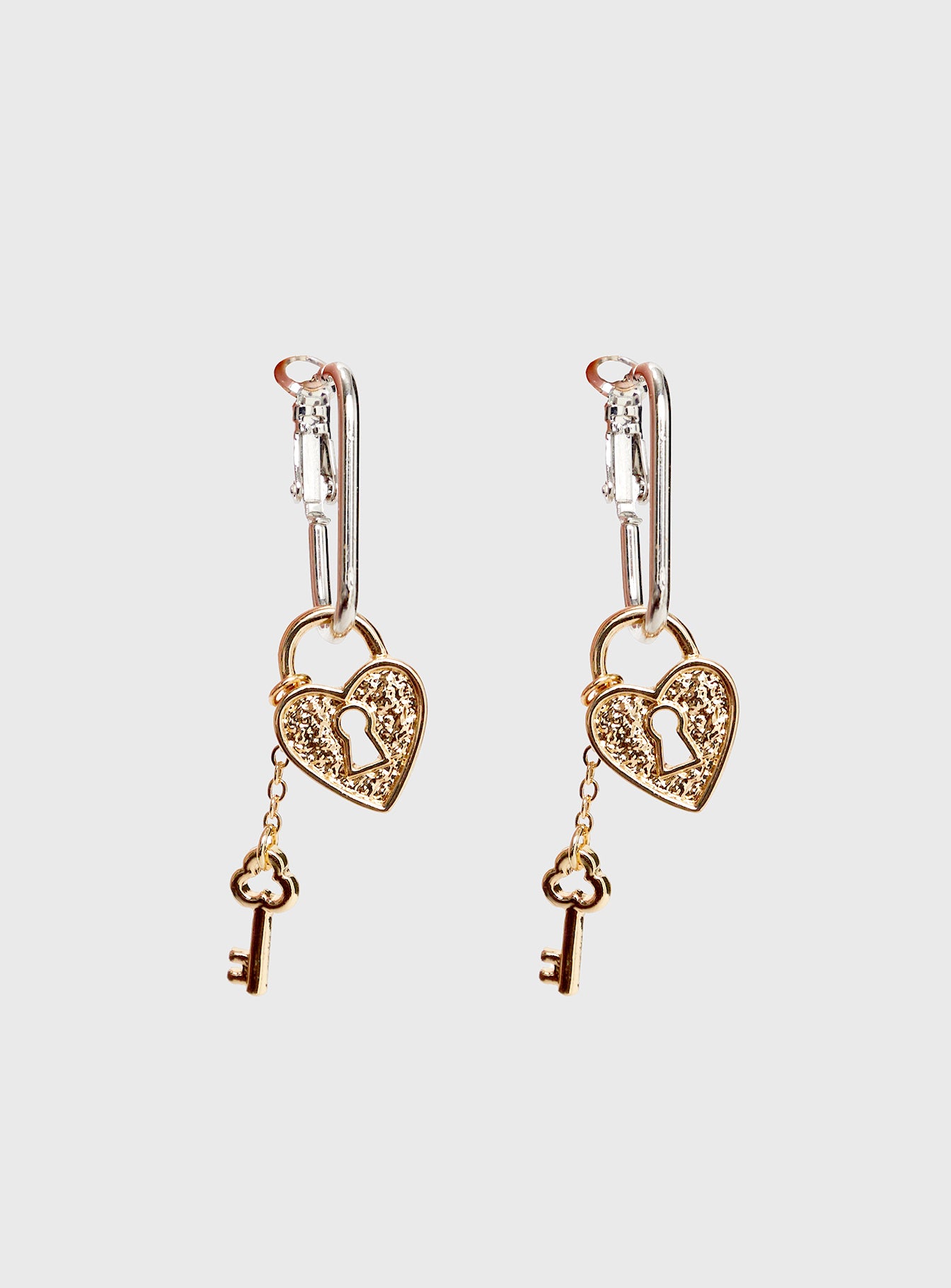 Lock & Key Earrings Gold - Image 2