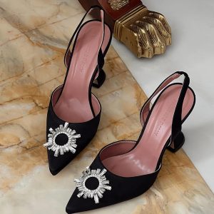 Alena Jewel Slingback Heels Black