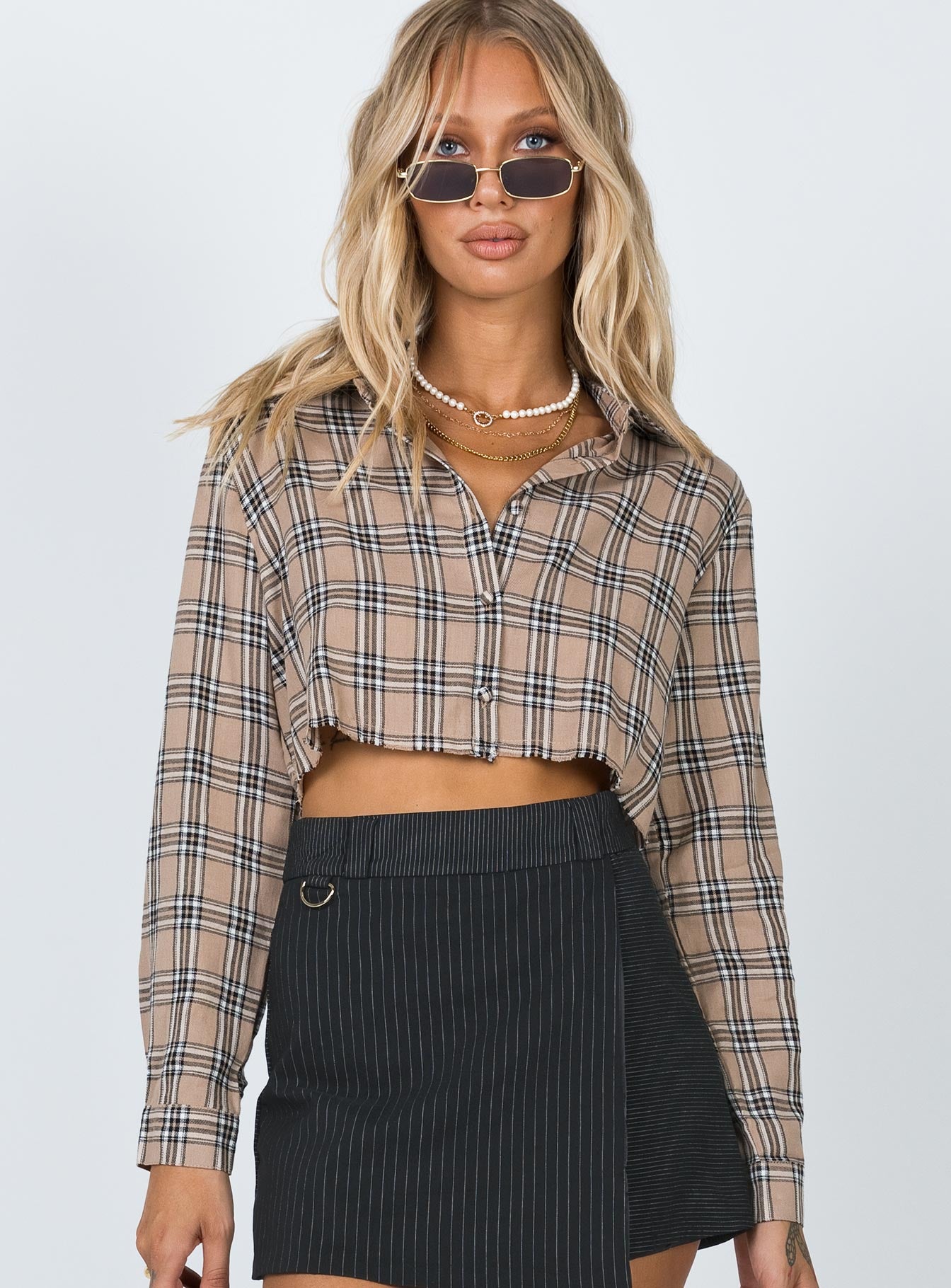 Nora Cropped Shirt Beige - Image 2