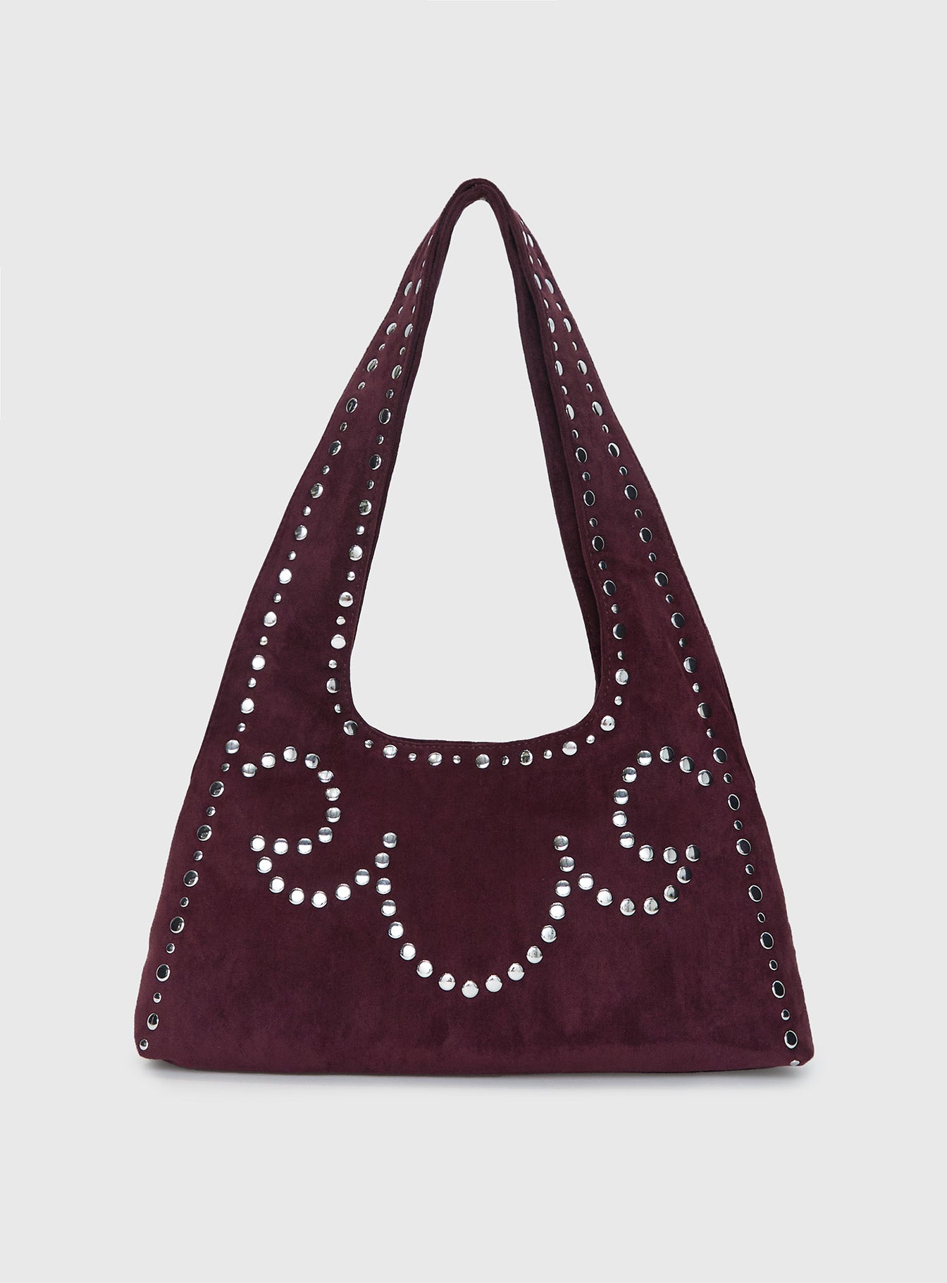Lemoni Faux Suede Stud Bag Burgundy - Image 2