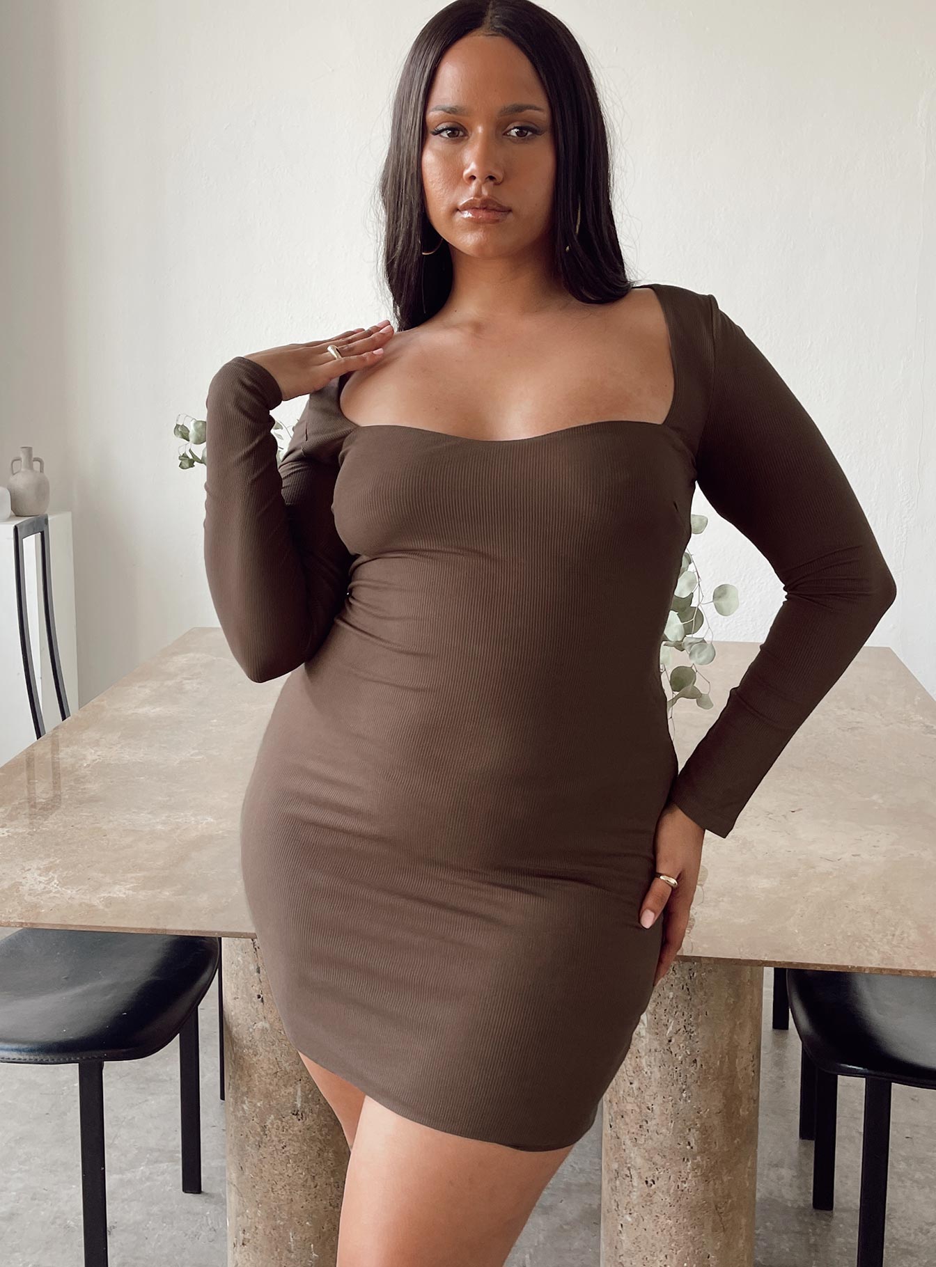 Nolan Mini Dress Brown Curve