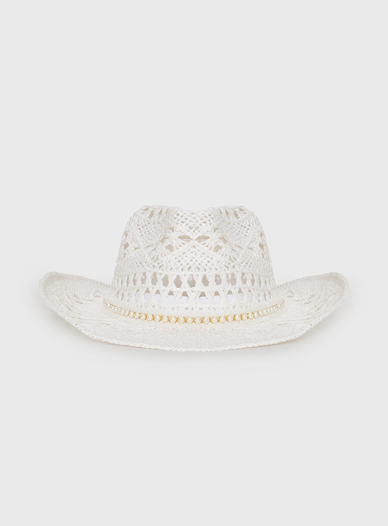 Jayceon Beaded Cowboy Hat White - Image 2