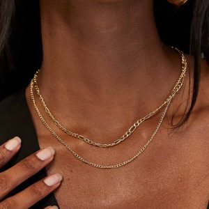 Two Chain Necklace Set Gold