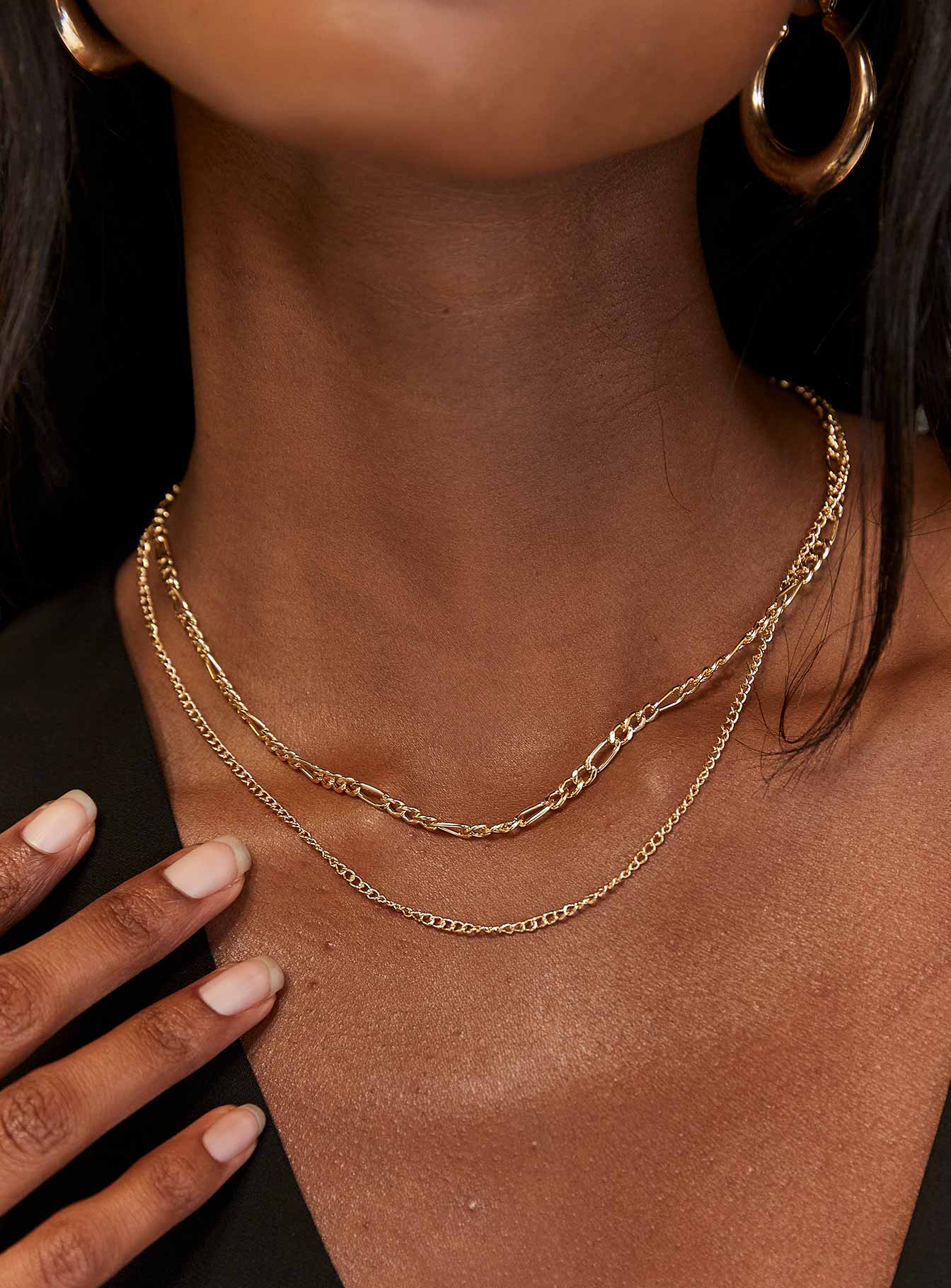 Two Chain Necklace Set Gold