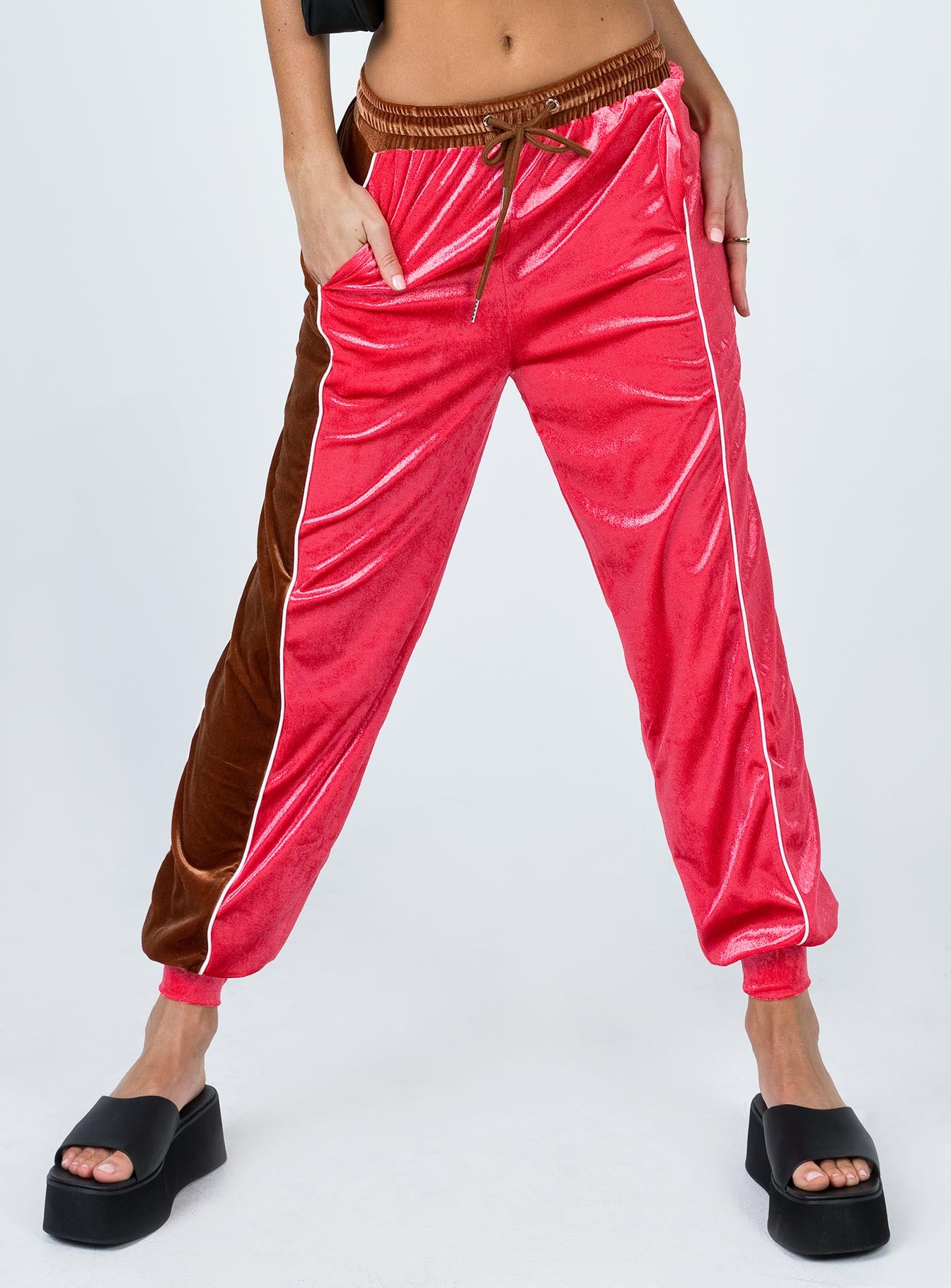 Harper Velour Track Pants Pink - Image 2