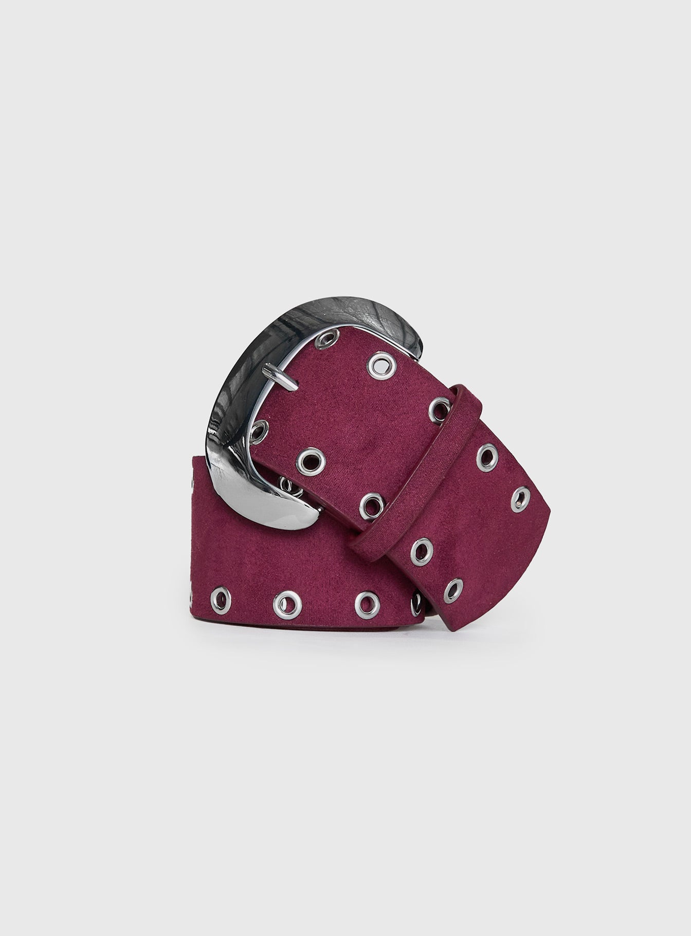 Captain Faux Suede Belt Red / Silver - Image 2