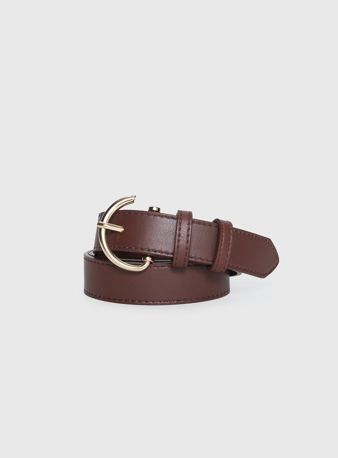 Tavian Faux Leather Belt Brown / Gold - Image 2