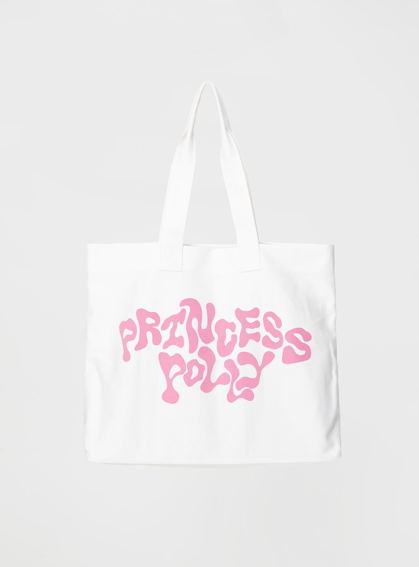Princess Polly Tote Bag Squiggle Text White / Pink - Image 2