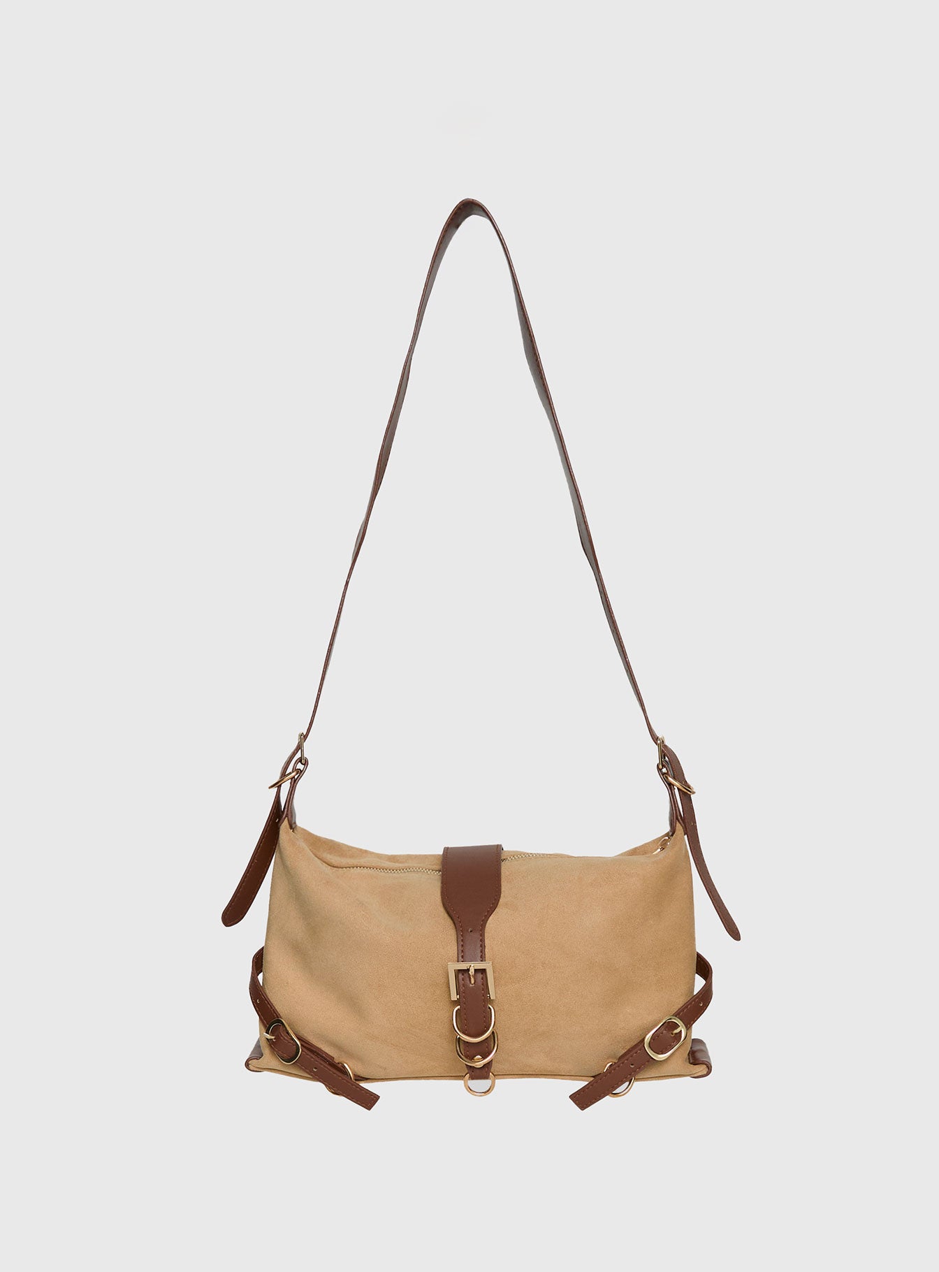 Anatolius Faux Suede Shoulder Bag Brown - Image 2