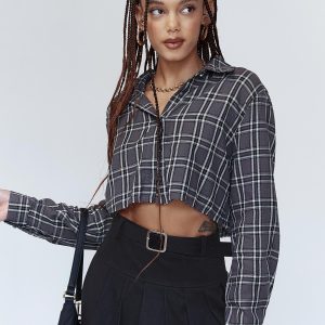Nora Cropped Shirt Grey
