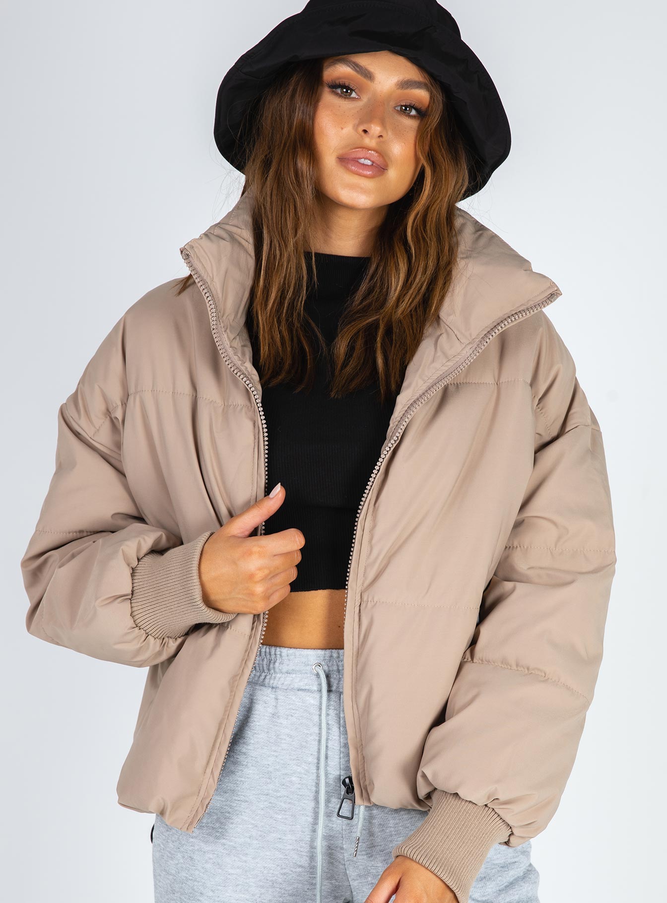 Abe Puffer Jacket Beige - Image 3