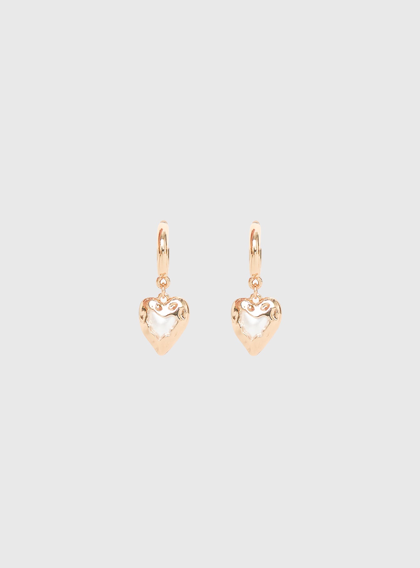 Live In Reality Heart Earrings Gold - Image 2