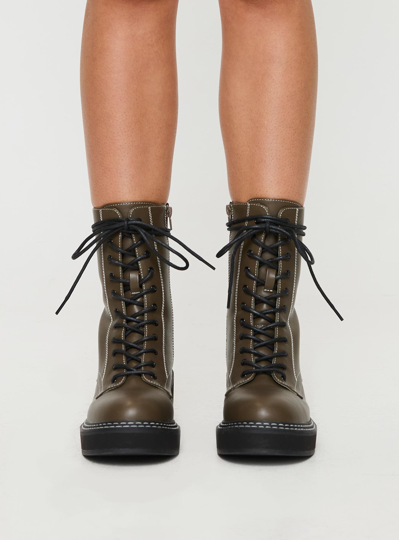 Exa Combat Boots Olive Green - Image 2