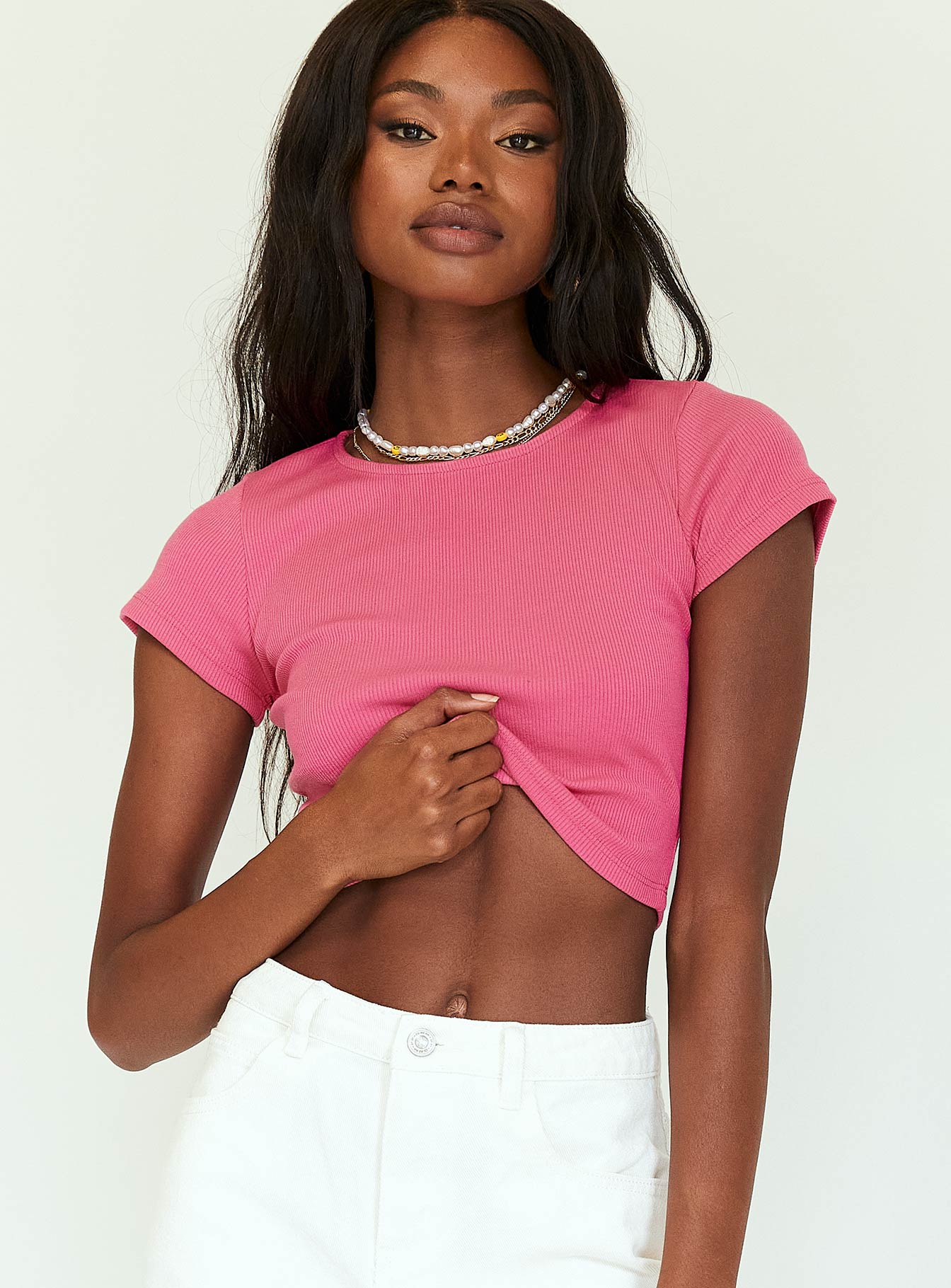 The Classic Cropped Tee Dark Pink