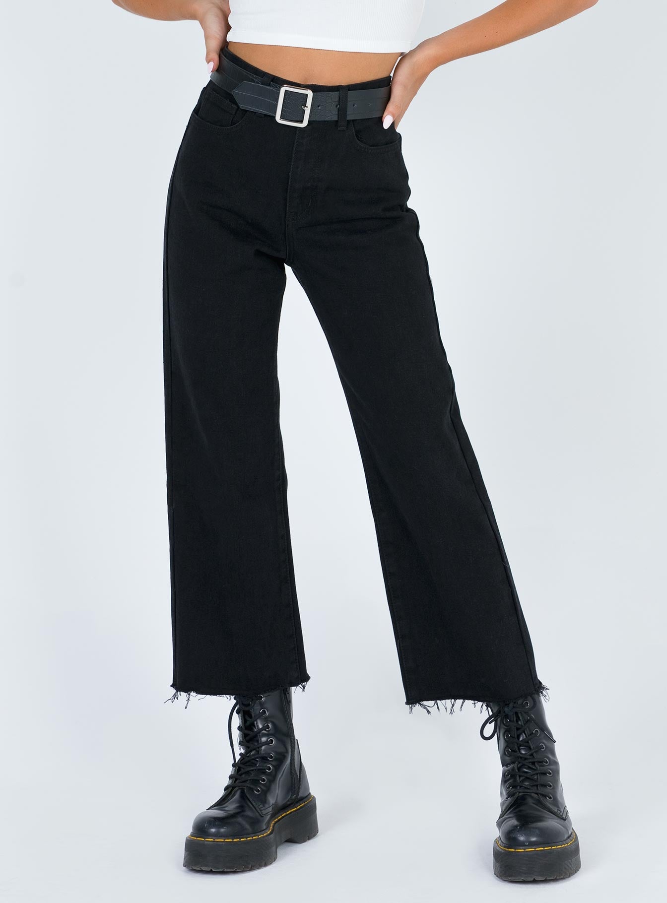 Ruby High Rise Cropped Jean Black Denim - Image 2