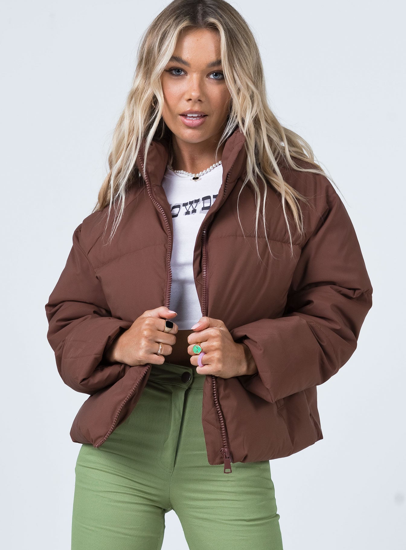 Zaria Puffer Jacket Brown - Image 2