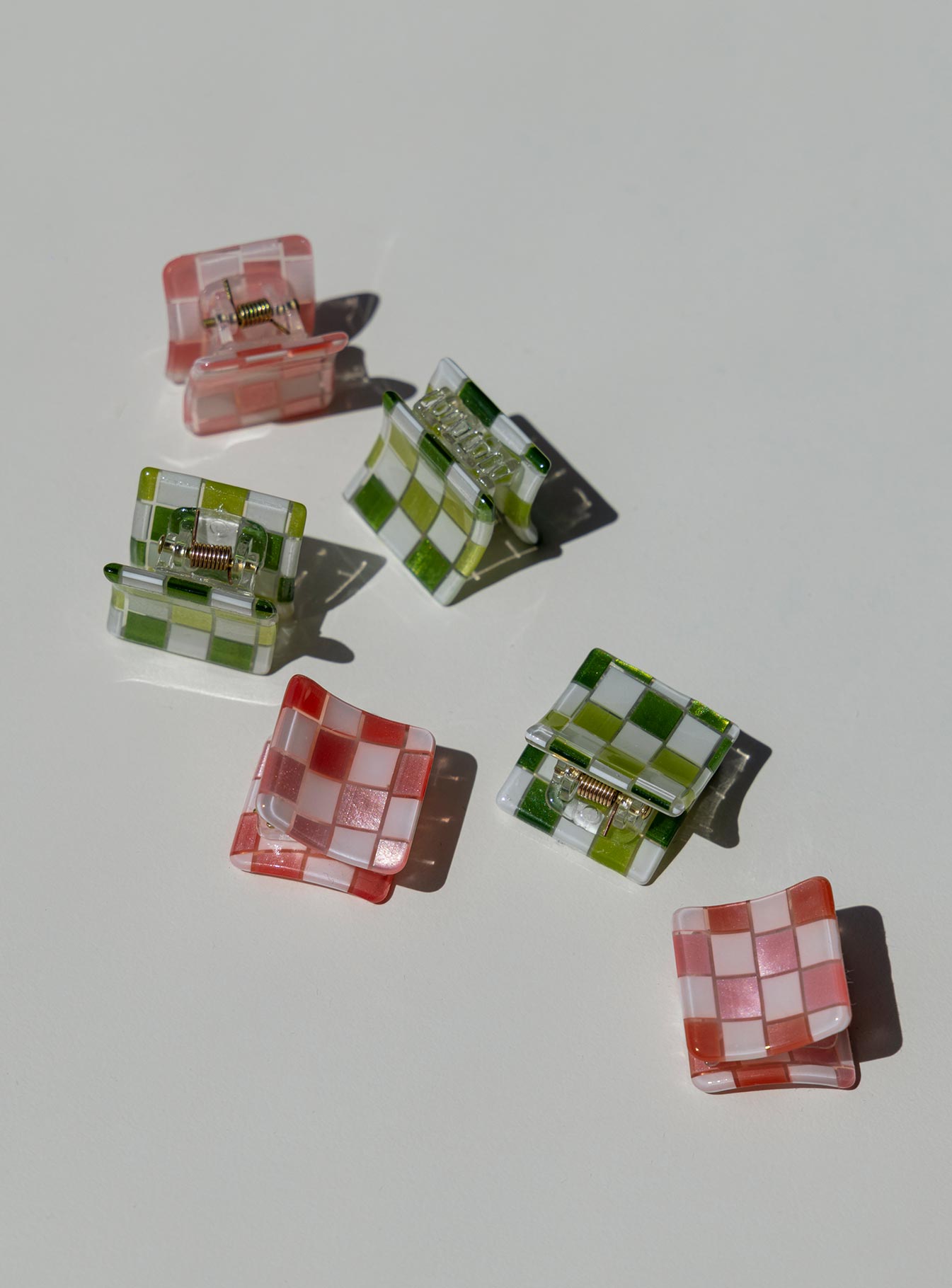 Barnwell Check Hair Clip Pack Green / Pink - Image 2