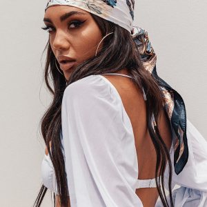 Gemini Satin Scarf Black & White