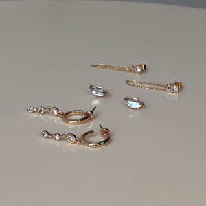Think Later Diamante Earring Pack Gold