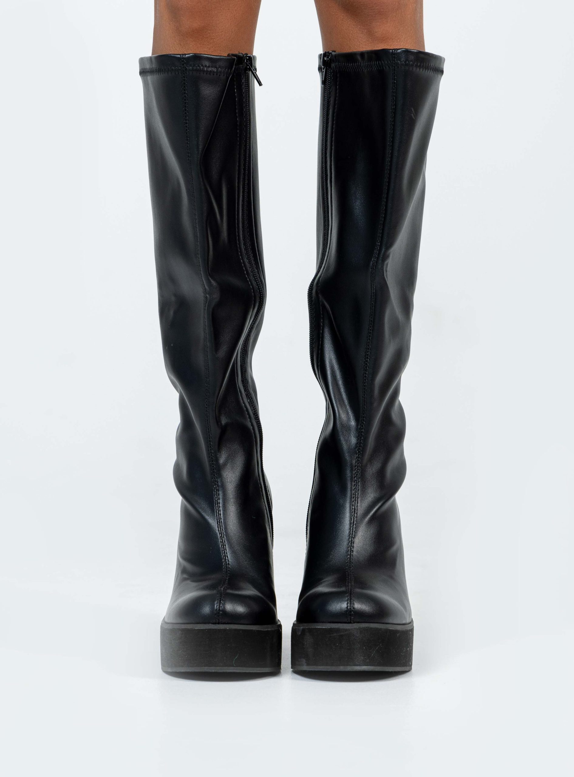 Coline Knee High Platform Boots Black - Image 2
