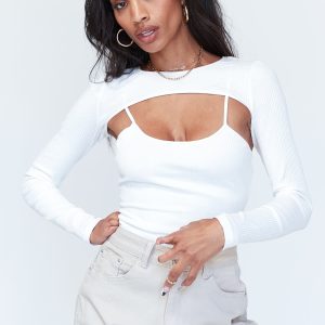 Calla Long Sleeve Bodysuit White