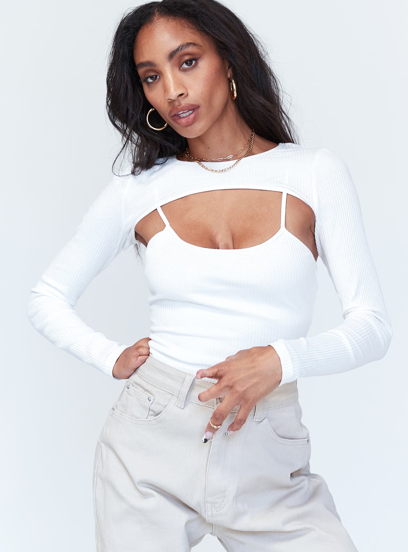 Calla Long Sleeve Bodysuit White