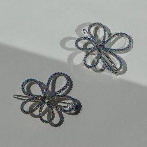 Bello Crystal Flower Hair Pin Silver