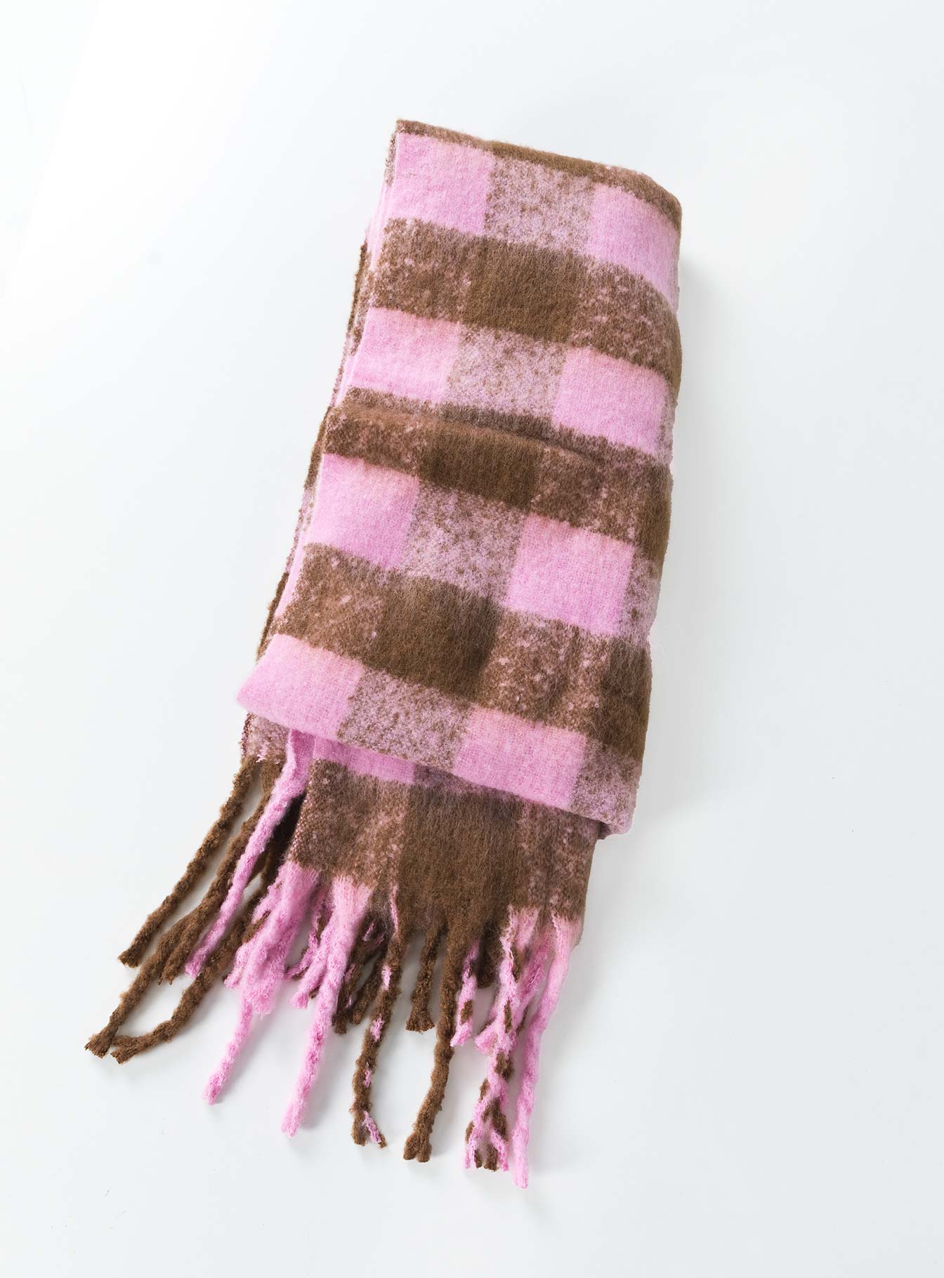 Piero Check Scarf Pink / Brown - Image 2