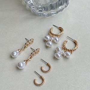 Pennard Pearl Earring Pack Gold / White