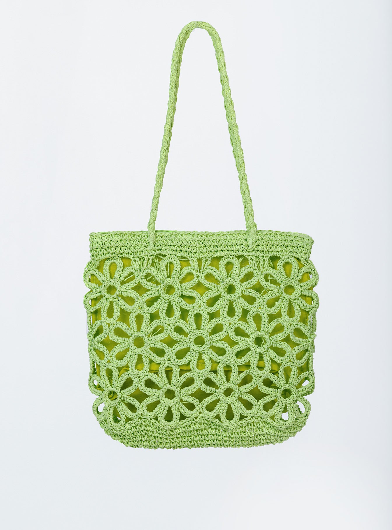 Welby Crochet Flower Tote Green - Image 2