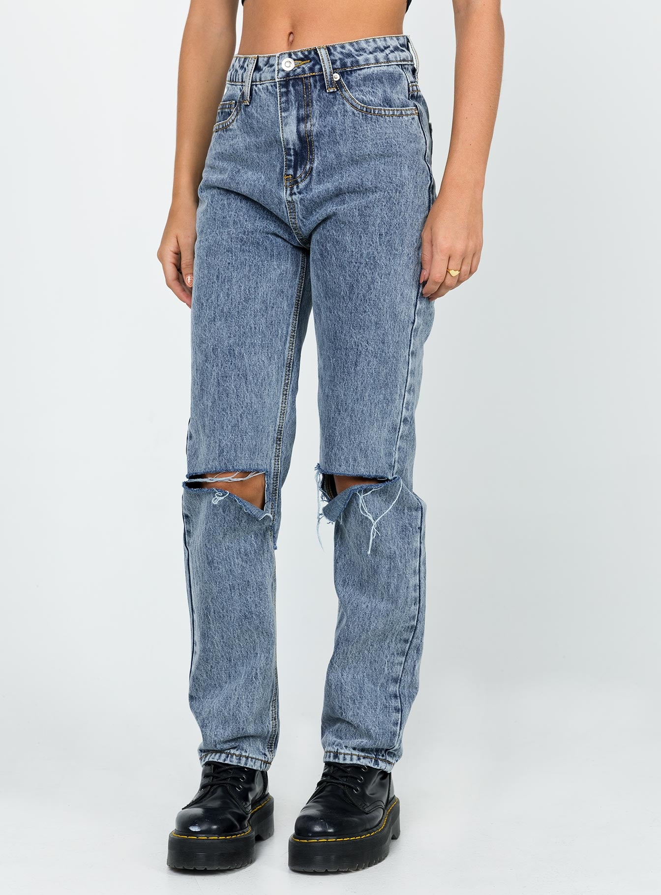 Intentions Straight Leg Knee Rip Denim Jean - Image 2