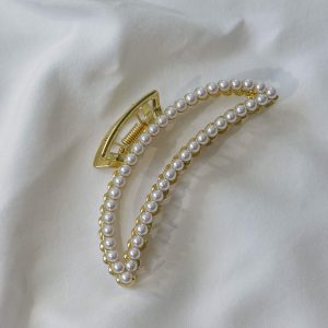 Zazo Pearl Hair Clip Gold / White