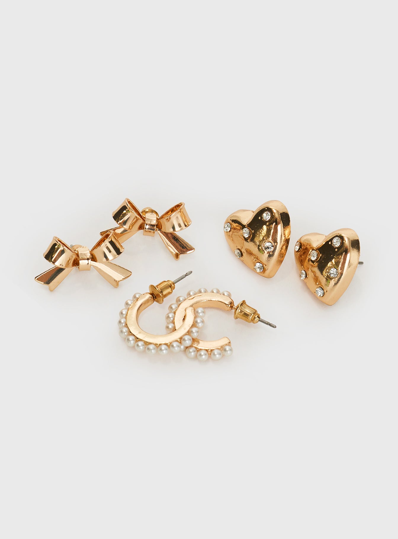 Bows & Hearts Earring Pack Gold - Image 2