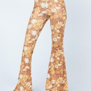 Retro Floral Flare Pants Orange