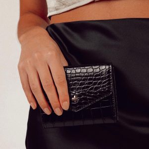 Peta & Jain Maddox Wallet Black Croc