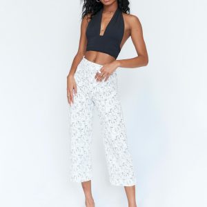 Nelly Wide Leg Face Print Pants White