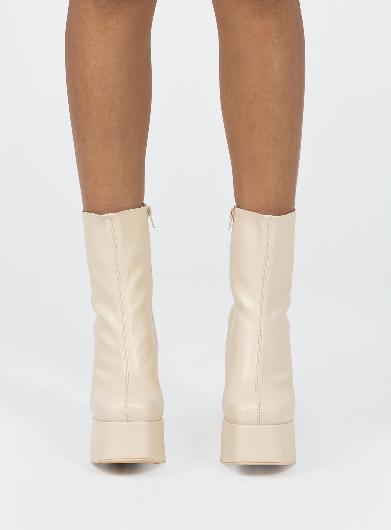 Garvie Platform Boots Cream - Image 2